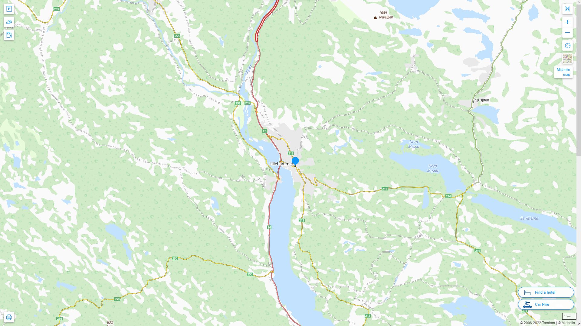 Lillehammer Norvege Autoroute et carte routiere